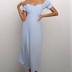 Petal & Pup Blue Off Shoulder Midi Dress